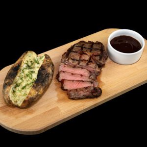 Steak House Limassol Bogy's Rib Eye Steak + Jacket Potato & Sauce